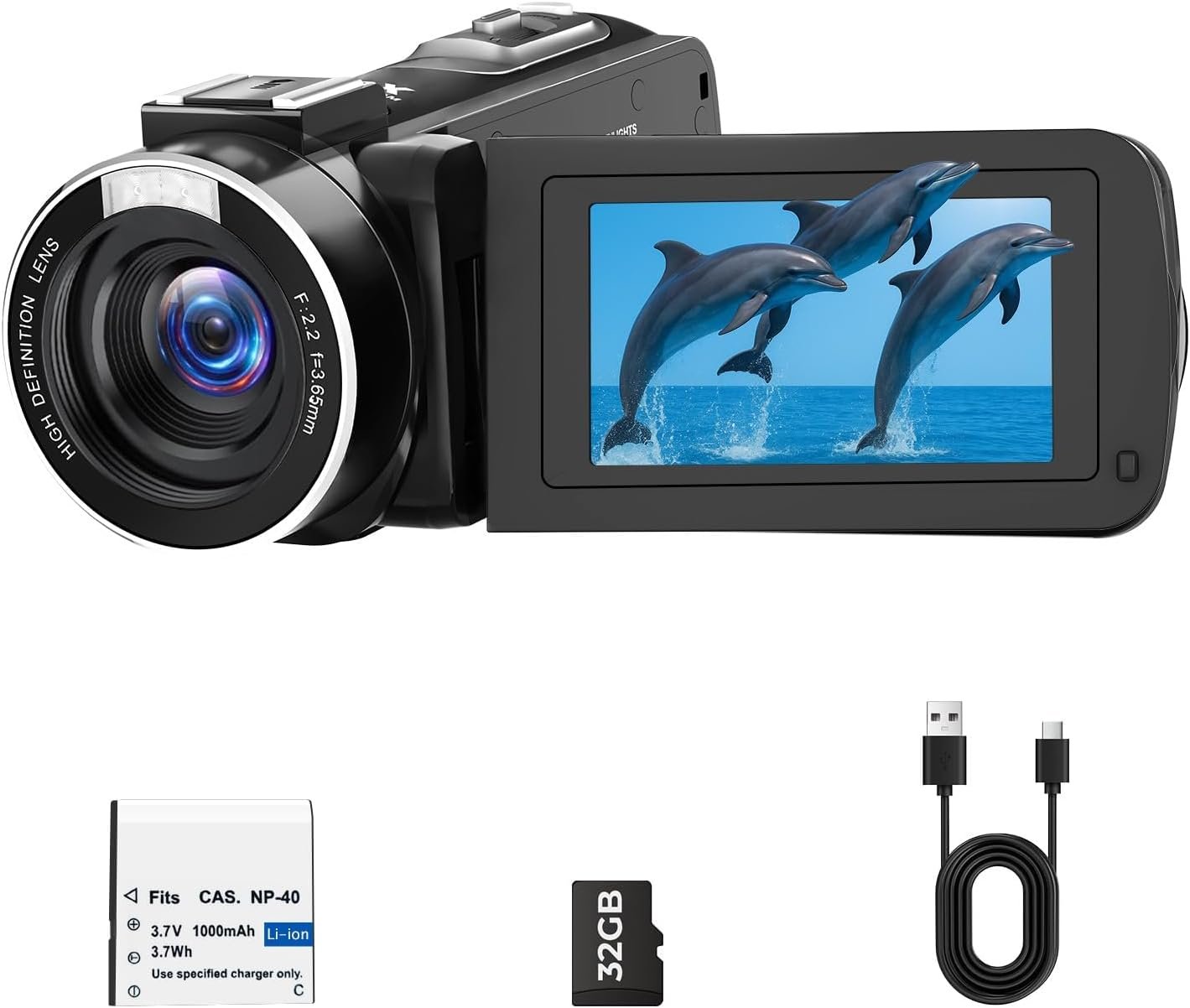 Camcorder Video Camera 2.7K 48MP, Vlogging Camera for YouTube with Fill Light — 3″ 270° 18X Digital Zoom Flip Screen Webcam Anti-Shake, Digital Camera with 32GB Card for Beginners Kids Teens Gifts