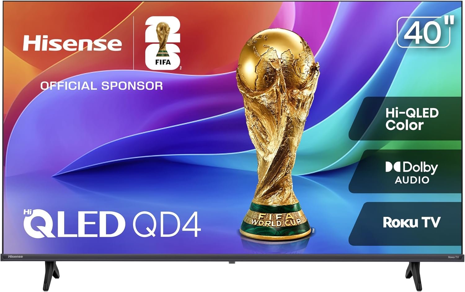 Hisense 40-Inch Class QD4SR Series Hi-QLED FHD Smart Roku TV (40QD4SR, 2026 Model) – Hi-QLED Color, Dolby Audio, Compatible with Alexa, Full Array LED, Slim Bezel Design